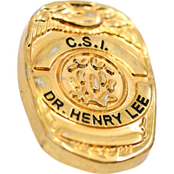 C.S.I. Dr. Henry Lee Gold Lapel Embossed Forensic Sciences Police Badge Pin - Picture 2 of 4